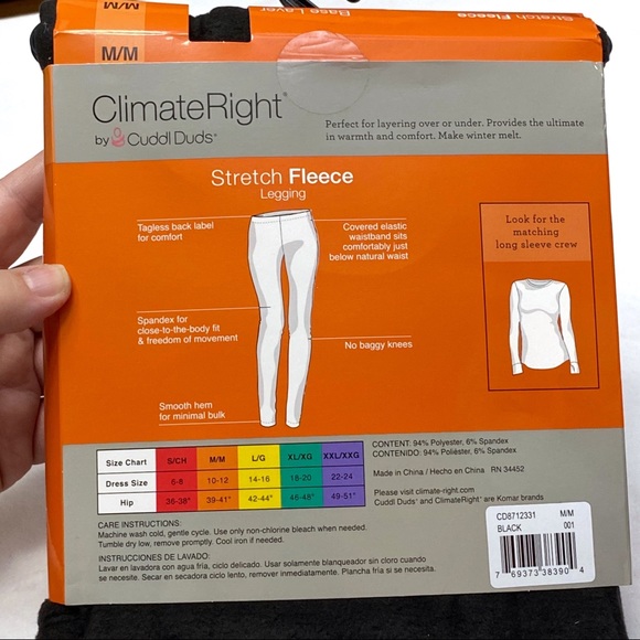 Cuddl Duds Climate Right Stretch Fleece Leggings - Picture 4 of 11